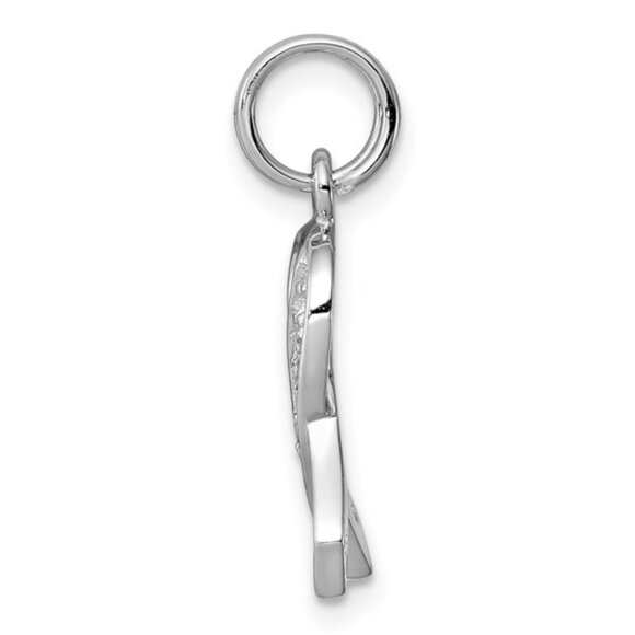 925 Sterling Silver CZ Cancer Awareness Ribbon Charm Necklace Pendant - Picture 2 of 4